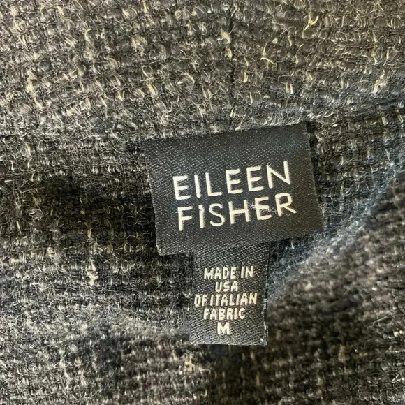 Eileen Fisher Wool Linen Blend Open Front Cardigan Sweater Size M Marled Gray - Picture 12 of 14